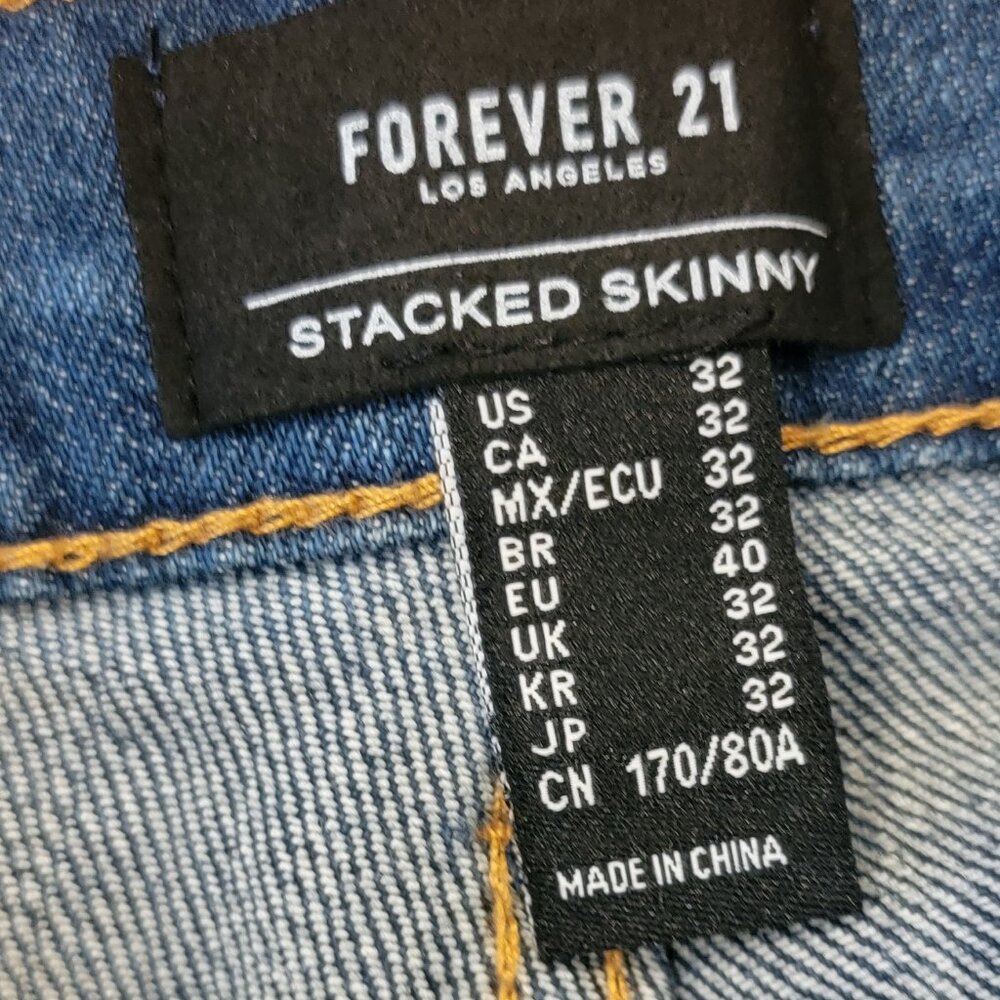 Men's Forever 21 Stacked Skinny Zip Leg Closure Blue Jeans - Picture 12 of 14